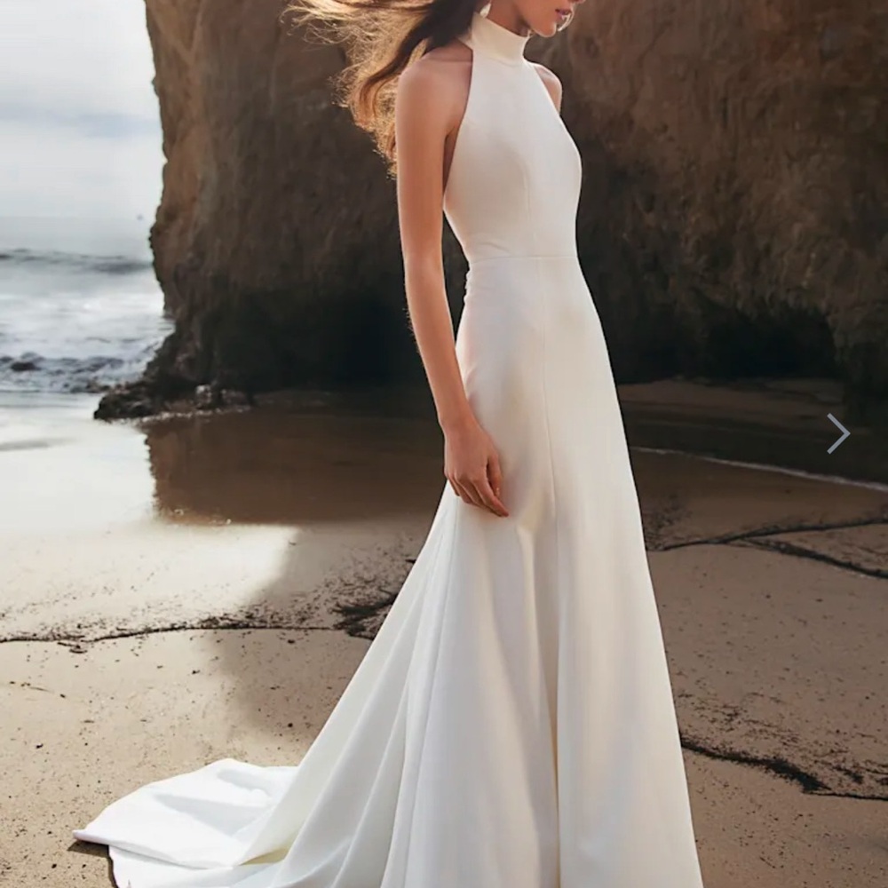 Jenny Yoo Elegant White Halter Wedding Gown